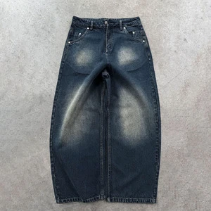 Wholesale Vintage Washed Men's Denim Jeans Baggy Straight Style High Street Pants Made China