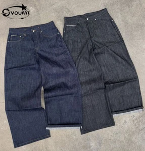 Custom Designer Stretch Straight Oversized Boot Cut Wide Leg Vintage Salvage Japanese Raw Selvedge Denim Jean Stonewashed Winter
