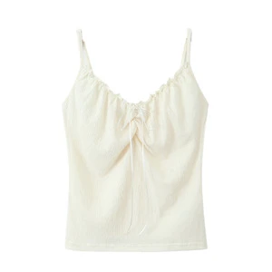 Elegant Solid Color Camisole With Thin Straps And Lace Trim For Women Plus Size Black Apricot Polyester Top N8846-1