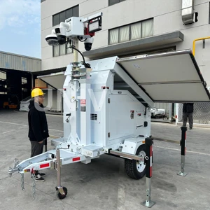 High Quality Eco Friendly 7M IP65 Mobile Solar Light Tower with Camera for Construction Site Security & Night Work