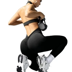 Halter Neck Yoga Jumpsuit for Women V Waist Peach Butt Sportswear Skinny for Summer Hollow Out One Piece Fitness Bodysuit
