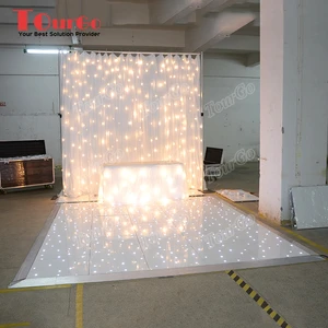 TourGo 20ft X 20ft White LED Starlit Dance Floor with Backdrop for Wedding Stage Decoration