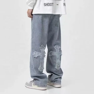 High Quality Men's Winter Breathable Baggy Jeans Oversized Boyfriend Denim Trousers 100% Cotton Casual