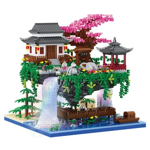 Hot Selling Balody 16260 Peach Blossom Pool 3320 PCS Diamond Building Blocks Garden Architecture Waterfall Diy Bricks Toy