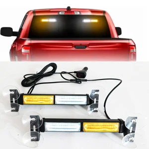 New Car Interior Led Dash Strobe Lights Windshield Emergency Flashing Lamps Warning Light Bar Amber White Suction Cups Mount