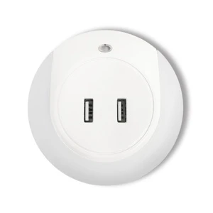 2024 High Quality Round Shape Auto Lighting Sensor Plug in LED USB Sensor Light with Dual USB Charging Port
