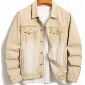 Spring And Autumn New Print Trend Casual Mens Jean Sets Denim Jean Jackets Full Sleeve Rough Ribbed Style