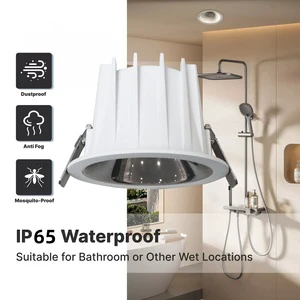 LED Downlight IP65 Dimmable Aluminum Recessed Bathroom Outdoor Construction Lights Kitchen Moisture-proof Antifog Ceiling Light