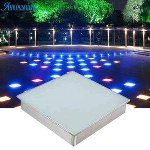 Customized Outdoor 3W IP67 Frosted Glass LED Brick Light Square Color-Changing Recessed Ground LED Tile Paver Light for Floors