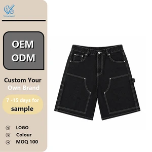 OEM Carpenter Denim Loose Fit Contrast Stitch Utility Pocket Workwear Summer Custom Men's Shorts