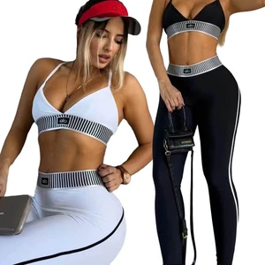 DD0155 European American Women's Cross-Border Sports Fitness High-Intensity Running Yoga Suit Two-Piece Set (With Chest Pad)