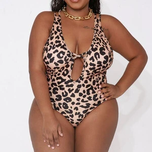 Customize Wholesale 2021 Underwear Sexy Leopard Print Backless One-piece Swimsuit Private Label Plus Size Sexy Swim Beachwear