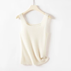 2026 New Trend 100% Pure Cashmere Square Neck Camisole Helan Mountain Ningxia Origin Inner Mongolia Std Stoll Knit