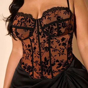 Plus Size Sexy Push-up Camisole With Lace Underwire and Boning for Curvy Women