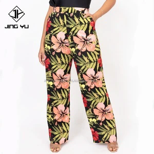 Custom Printed Hawaiian Pants for Women High Waist Slacks Baggy Plus Size Palazzo Wide Leg Pants Women Women's Pants & Trousers