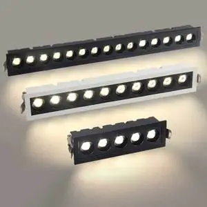 Modern Aluminum Ceiling Lamp Narrow Bezel Embedded Spotlights Grille LED Strip Lighting IP20 Rated Dimmable 3-Year Lights