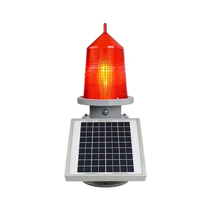 Solar LED Aviation Obstruction Light | Red IP65 Rated 2000cd Adjustable Flash Rate Warning Beacon 7km Visibility Bridges Sound