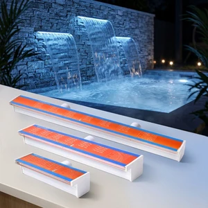 Wholesale Rgb Swimming Pool Acrylic Water Blade Descent Waterfall Fountain With Led