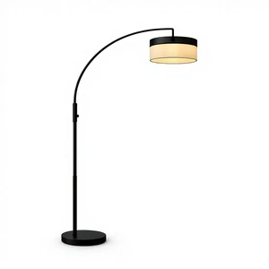Minimalist Metal Floor Lamp With Adjustable Height White Fabric Shade E27 Base 2700K Warm White LED Light Residential Use