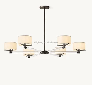 Customized Minimalist Restoration Round Glass Crystal Chandelier Pendant Light For Living Room Bedroom Indoor Light Decor