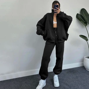 Oem Custom LogoWinter Thick Suits Set for Women 5 Color Wear Matching Jogger Sets Plus Size Women'S Sets