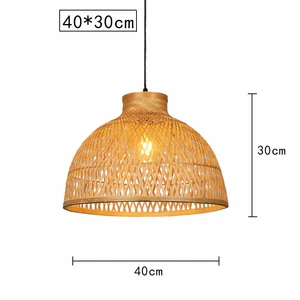 Luckygoods Natural Woven Bamboo Pendant Light Led Light Dome Rattan Hanging Lamp for Restaurant Cafe Home Decor