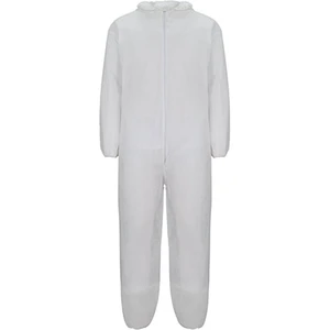 High Quality Disposable Red/White Non-Woven Waterproof Anti-Static Elegant Suit Style Elastic Cuffs Cleanroom Use Level D