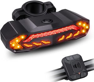 USB Rechargeable Waterproof Bike LED Light With Automatic Brake Turn Signals & Wireless Remote Control Rear Light For Bicycles