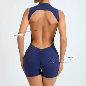 Wholesale Back Hollow Yoga Jumpsuit, Sports Fitness Peach Hip Sports Jumpsuit