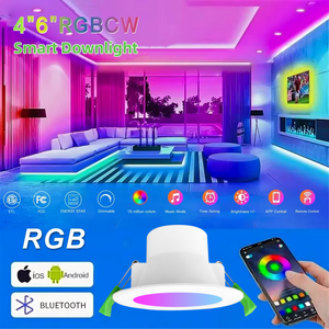 Smart Led Downlight 10w Voice Control Music WIFI Bluetooth Zigbee Google Alexa Smart Light Recessed Facial RGB Cct Ce Spotlight