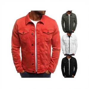 2025 European American Hot Push Denim Coat Casual Solid Color Jacket Cardigan Button Men's 100% Cotton Spring