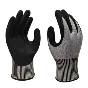 CE EN388 Certified Great Grip Nitrile Coated Construction Gloves Level 5 Anti-Cut Oil Water Resistant HPPE Safety Hand Gloves
