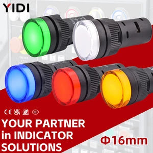 16mm Screw Terminal Plastic Indicator Light with Blue Green Red White Yellow Illuminated LED Equipment Indicator Signal Lamp