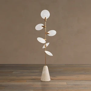 Luxury Glass Leaf Floor Lamp Modern Brass Standing Light for Living Room Bedroom Hotel Villa Project OEM ODM Wholesale