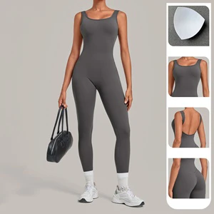 One Piece Yoga Jumpsuit Gym Bodysuit Women's Sports Jumpsuits Backless Sleeveless Tight Long Sportswear