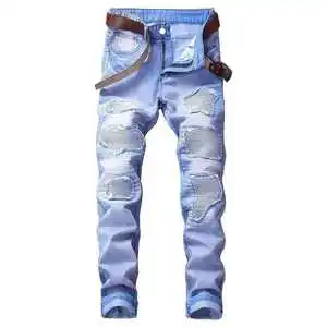 Custom Logo Breathable Plus Size Men's High Street Style Jeans with Button Fly and Large Pocket New Denim Pant on Demand