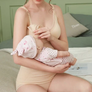 Large Size Spring Summer Solid Pattern Wire Free Everyday Maternity Bras Loose Nursing Vest Front Button Thin Breastfeeding