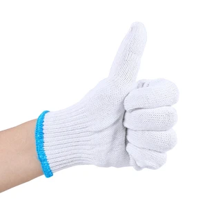 Safety Gloves for Mechanical Risk Work White Cotton Durable Anti-Slip Breathable Industrial Use Cut Resistant 12 oz Thickness
