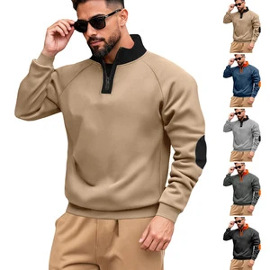 Trendy Autumn New Men's Stand up Collar Casual Sports Color Blocked Zipper Embroidered Long Sleeved Fashionable Street Top
