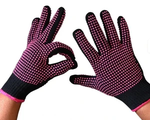 Professional Hair-Styling Safety Gloves Non-Slip Heat Resistant Silicone Bumps Finger Gloves for Styling