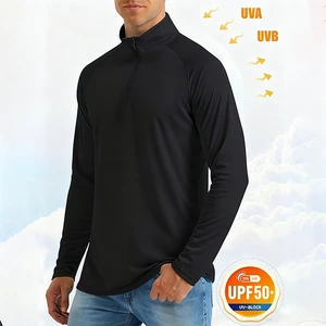 Customized US Size UPF 50+ Men's Lightweight Sun Protective O-Neck Rash Top Long Sleeve 100% Polyester Autumn Casual Shirt