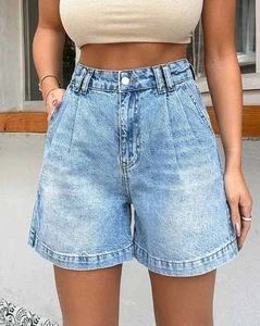 Wholesale High Quality Summer Women Shorts High Waist Denim Jeans Shorts Women Casual Side Pockets Plus Size Jeans Shorts