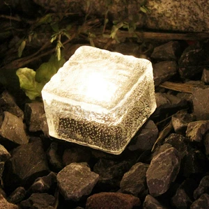 Waterproof Solar LED Glass Ice Cube Brick Garden Underground Light Outdoor Ground Path Floor Buried Yard Spot Landscape