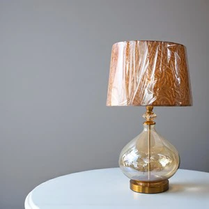 Smart Glass Lamp with Adjustable Brightness Champagne Golden Brown Modern Simple Design LED Desk Lamp