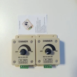DC12-24V 8A Manual Knob Dimmer Switch Delay off Spotlight Brightness Led Mono Dimming Controller for Single Color Strip
