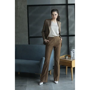 Bespoke Women's Wool Suit Good Quality Fast Shipping Custommade Business Designer Style Pleated Front Zipper Fly Plus Size