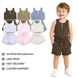 Good Quality Wholesale Premium Children's Gym Wear Summer Outfit Sleeveless Elastic Waist Baby Boy Clothing Set