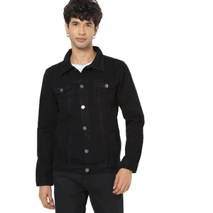 Custom Hot Autumn Men's Embroider Black Denim Jacket High Quality Loose Fashion Jean Jackets