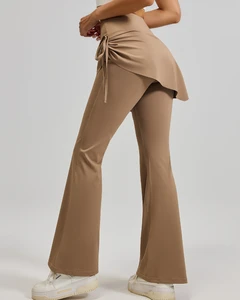 Yoga Pants Wrinkled Flared Culottes and Pull-Up Waist-Lifting and Hip-Lifting Fitness Pants
