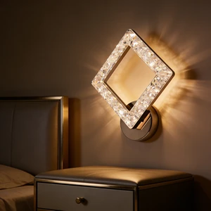 JACKSUN Luxury Square LED Wall Source With Remote Control Tri-color Dim Modern Wall Lamp For Bedside Corridor